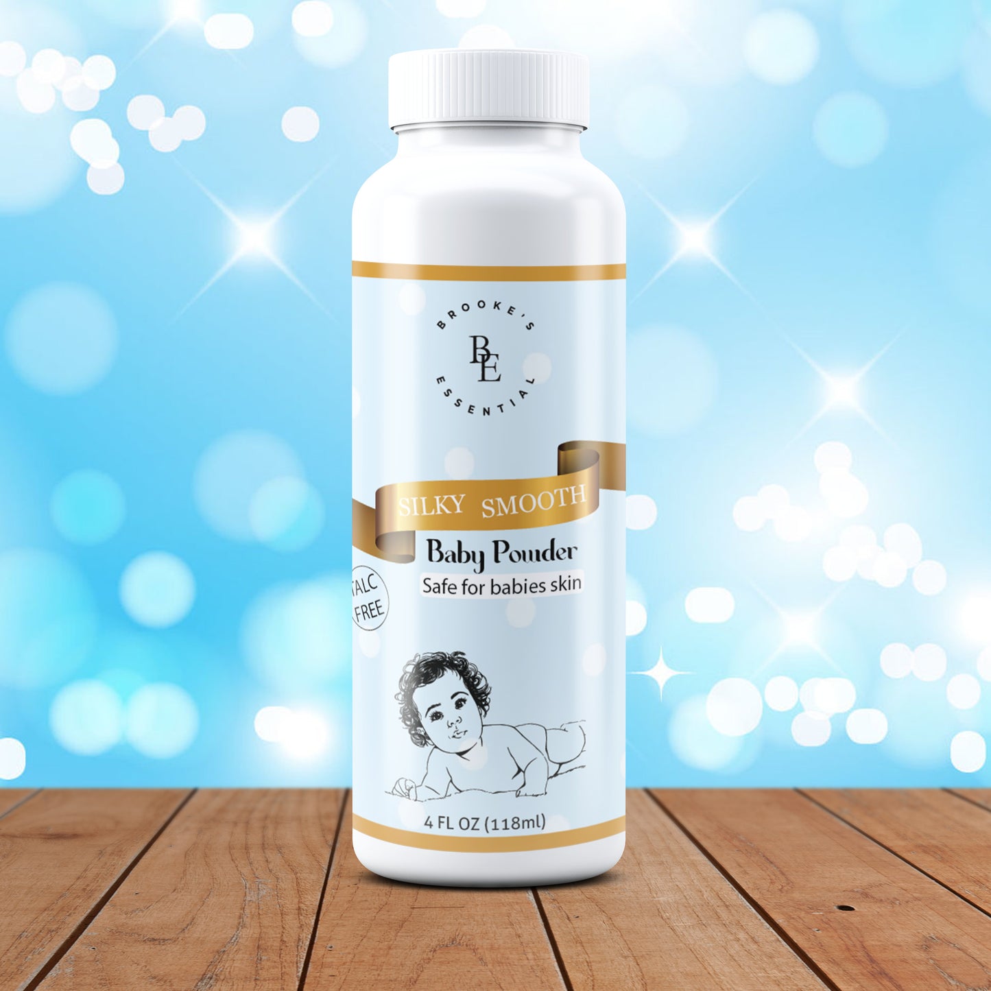 close up, silky smooth baby powder